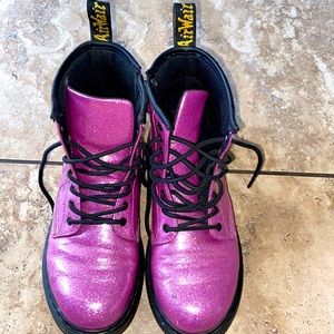 Girls Pink sparkle doc martens